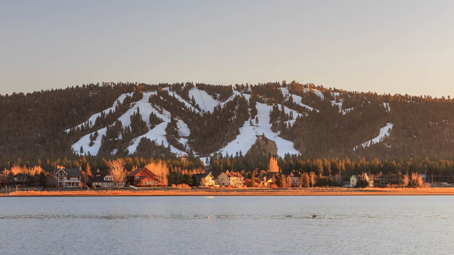 view of big bear lake and mountain