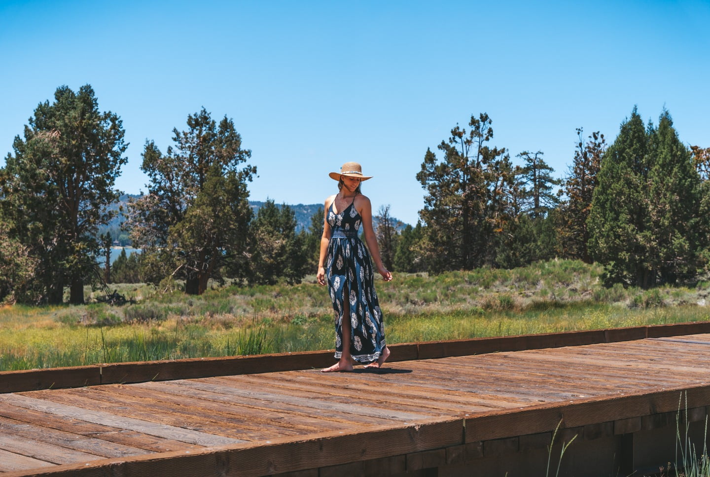 Guest Enjoys a walk on the Big Bear Board Walk